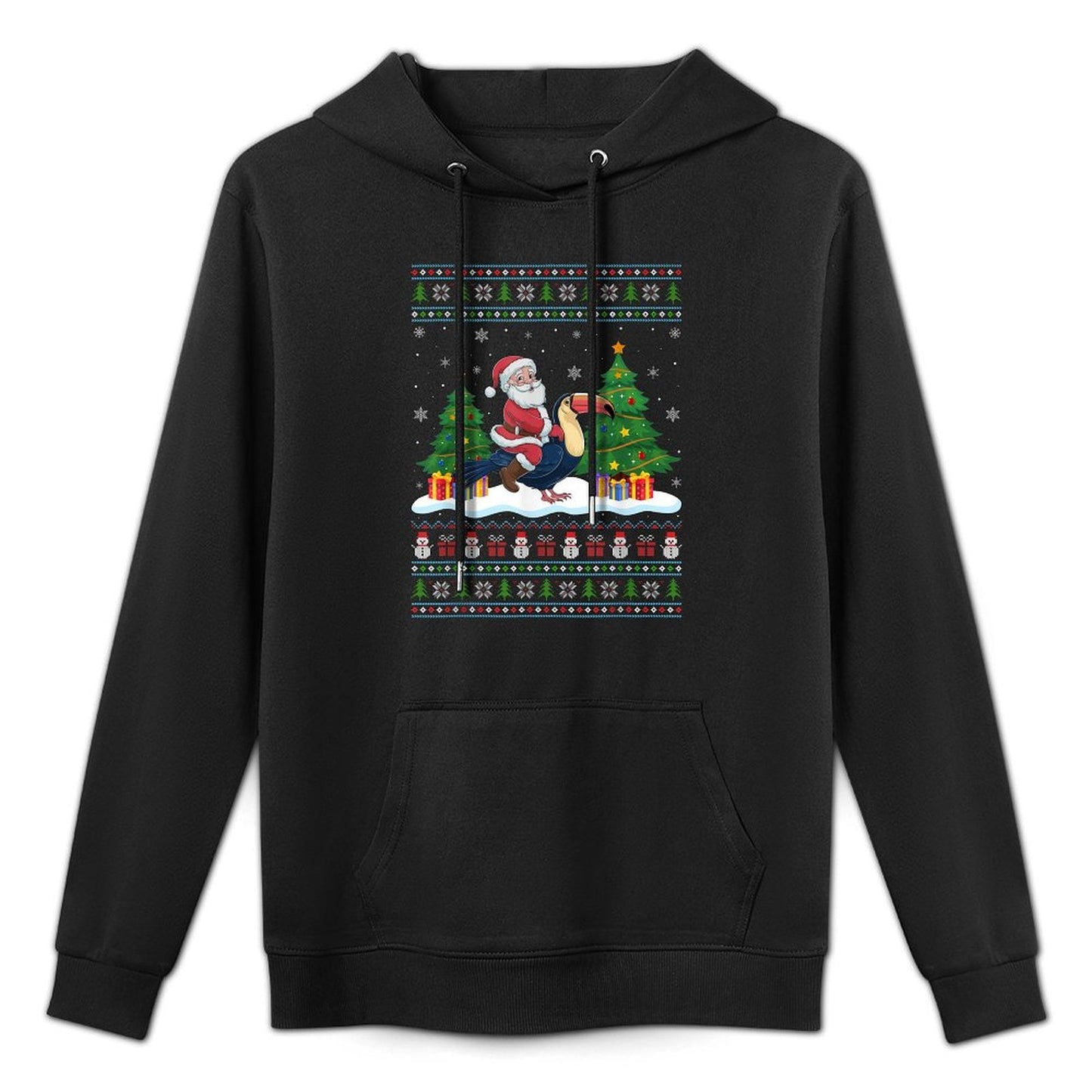 Santa Riding Toucans Tree Lights Ugly Christmas Sweater All-Day Comfort Hoodie