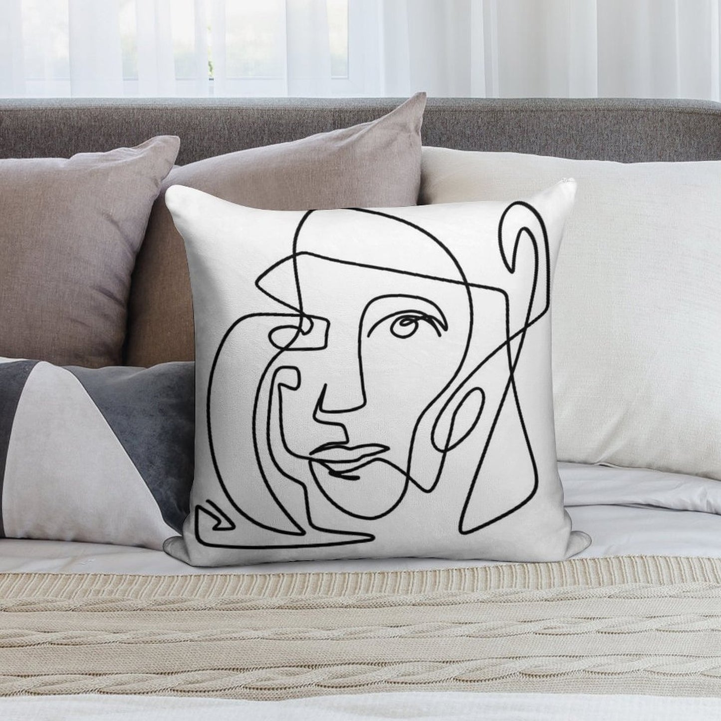 Abstract Face 1 Soft High-Density Material Throw Pillow