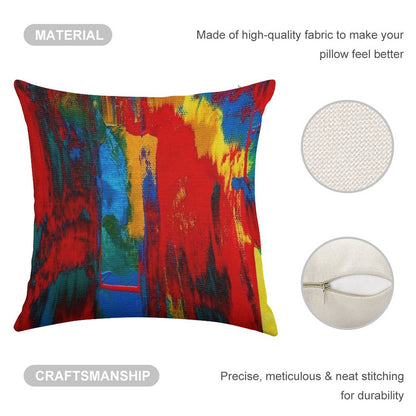 Bright Bold Colorful Abstract Art Linen Throw Pillow Cover