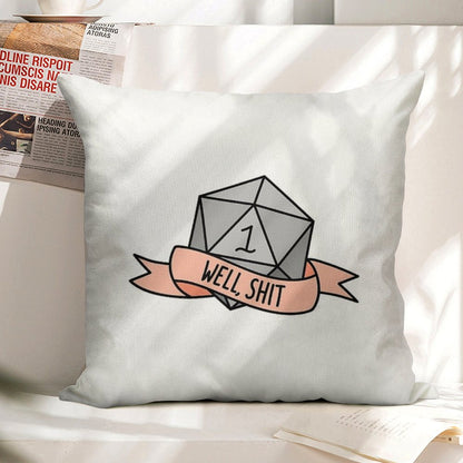 D20 - Well, Shit Linen Throw Pillow Cover