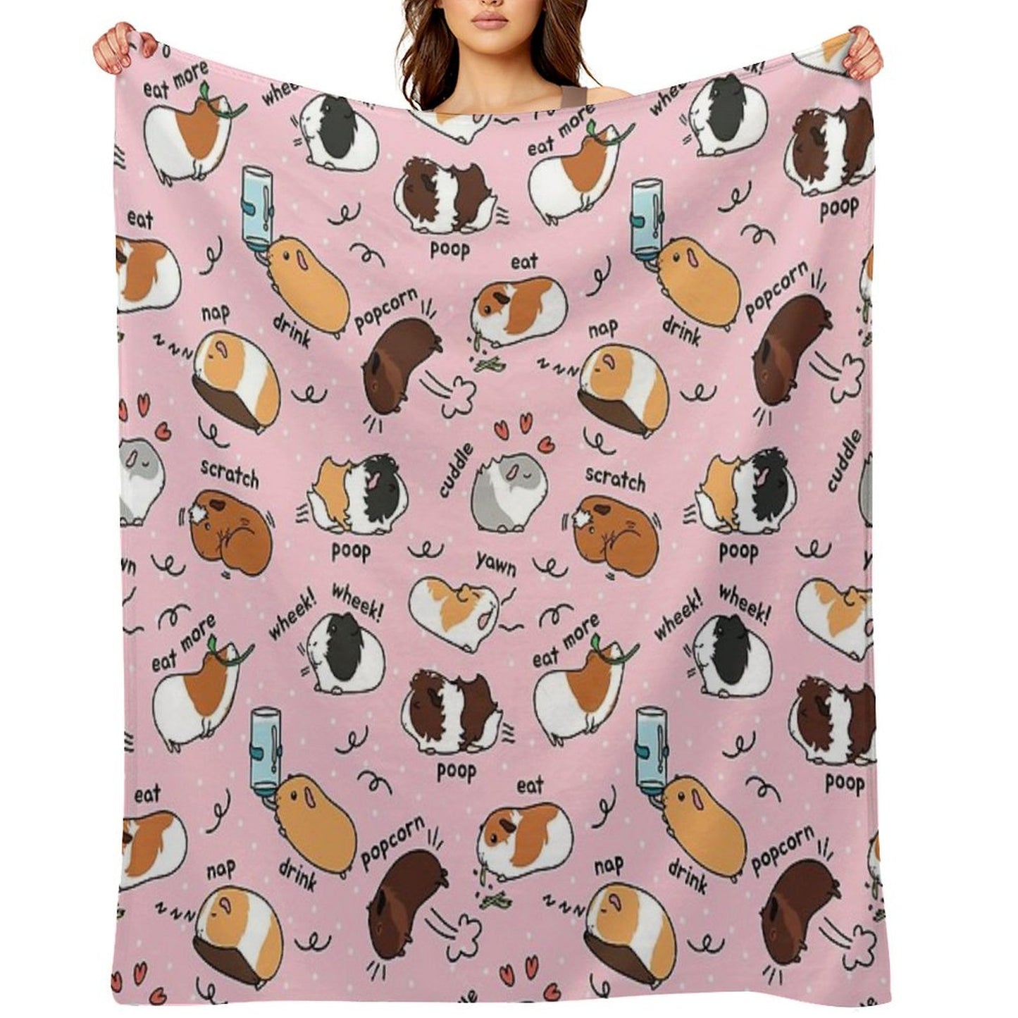 Guinea Pig Daily To-Do List - Pink Background Throw Blanket