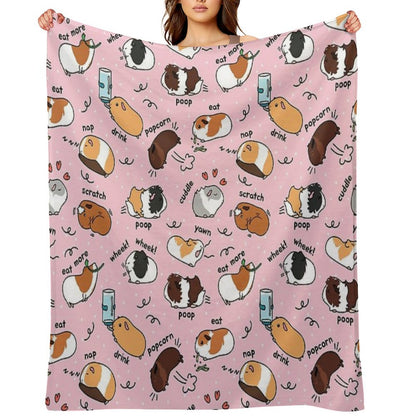 Guinea Pig Daily To-Do List - Pink Background Throw Blanket