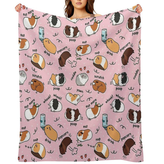 Guinea Pig Daily To-Do List - Pink Background Throw Blanket