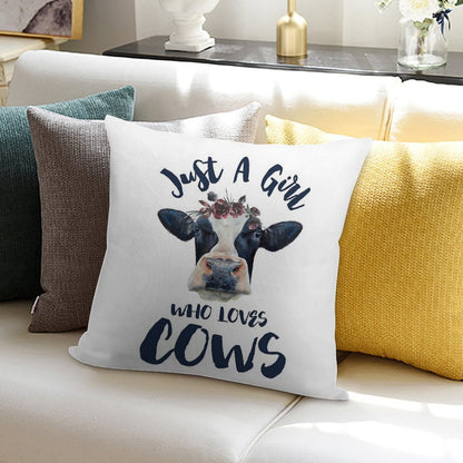 Animal Lovers Funny Gifts - Just A Girl Who Loves Cows Soft Warmth Comfort Throw Pillow
