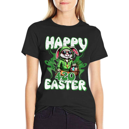 Happy 420 Easter Funny Smoking Easter Bunny Men Women T-Shirt