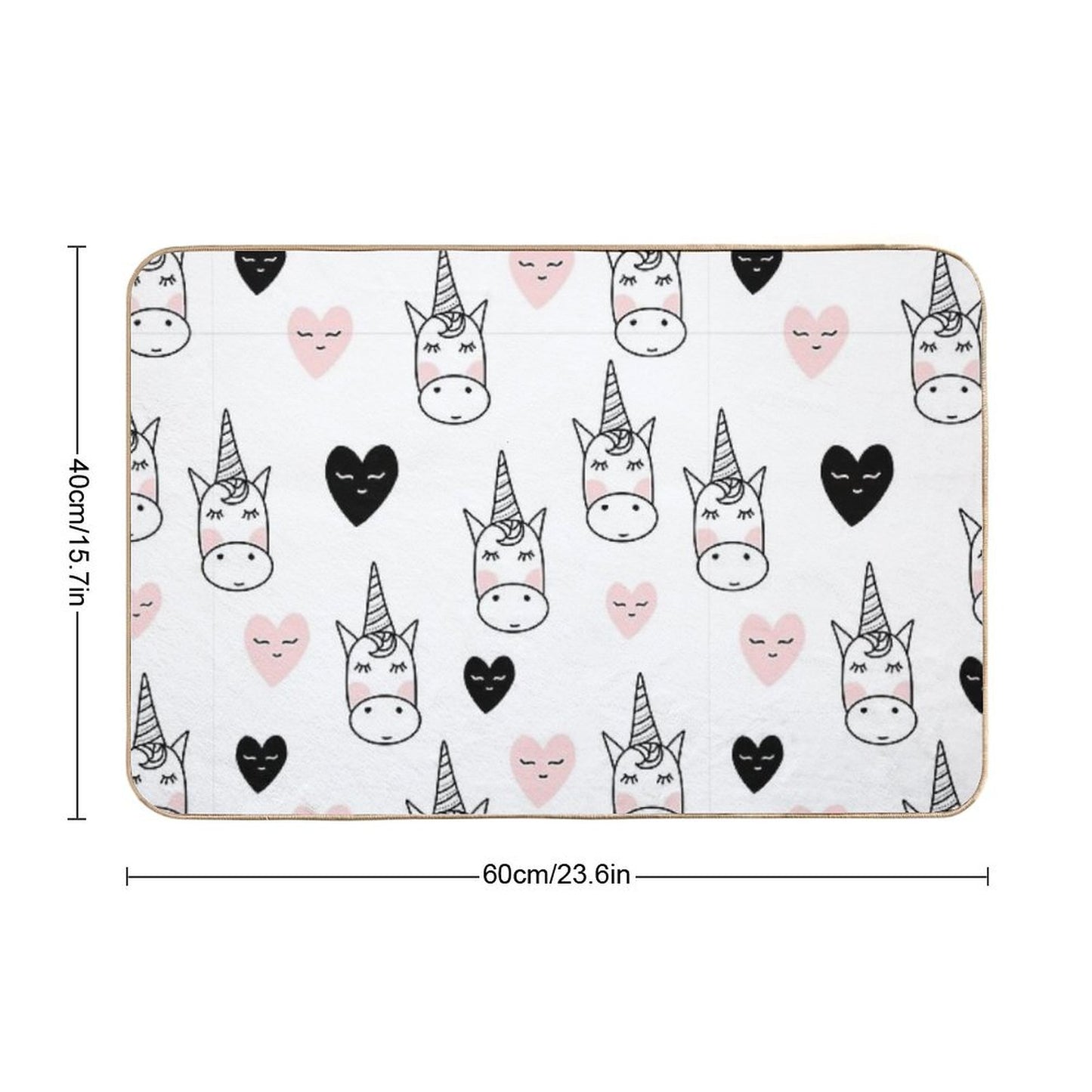 Lovely Unicorns And Hearts - Pink, Black, Grey  Gray Bath Mat