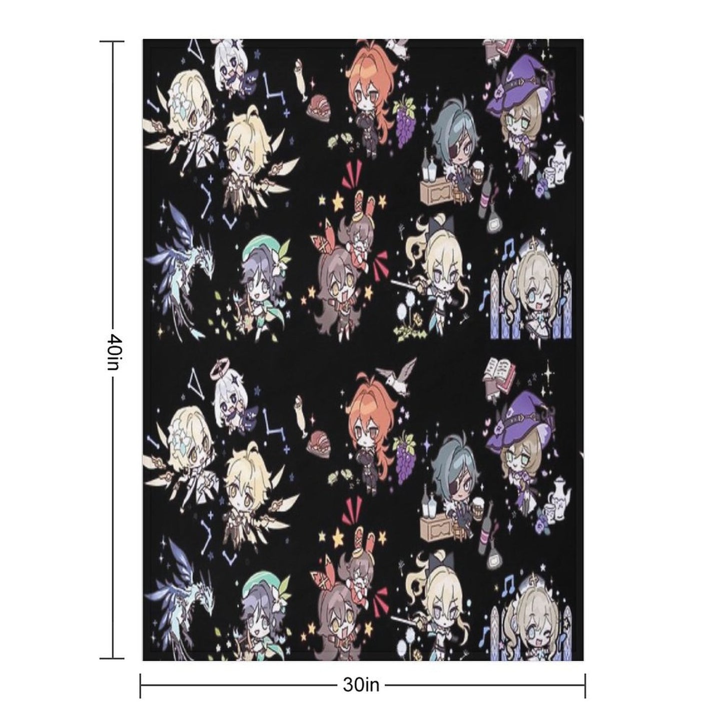 Genshin Impact Chibi Characters Assemble Throw Blanket