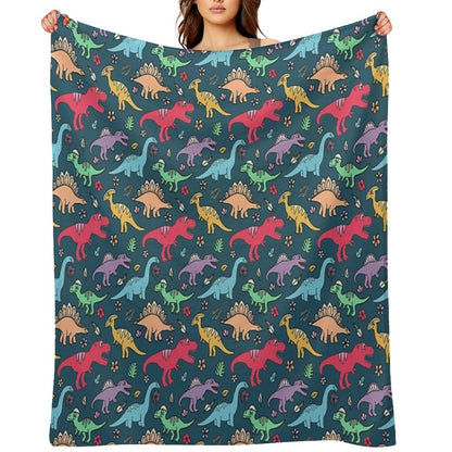 Dino Party - Dinosaur Pattern Throw Blanket