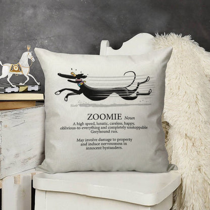 Greyhound Zoomie Linen Throw Pillow Cover