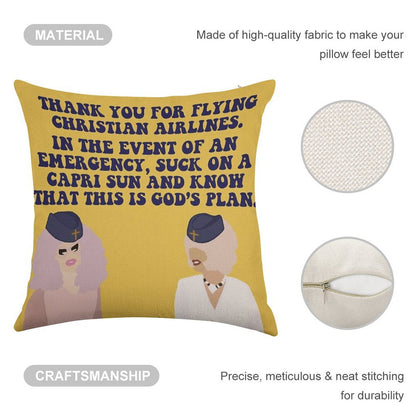 Trixie And Katya Christian Airlines Linen Throw Pillow Cover