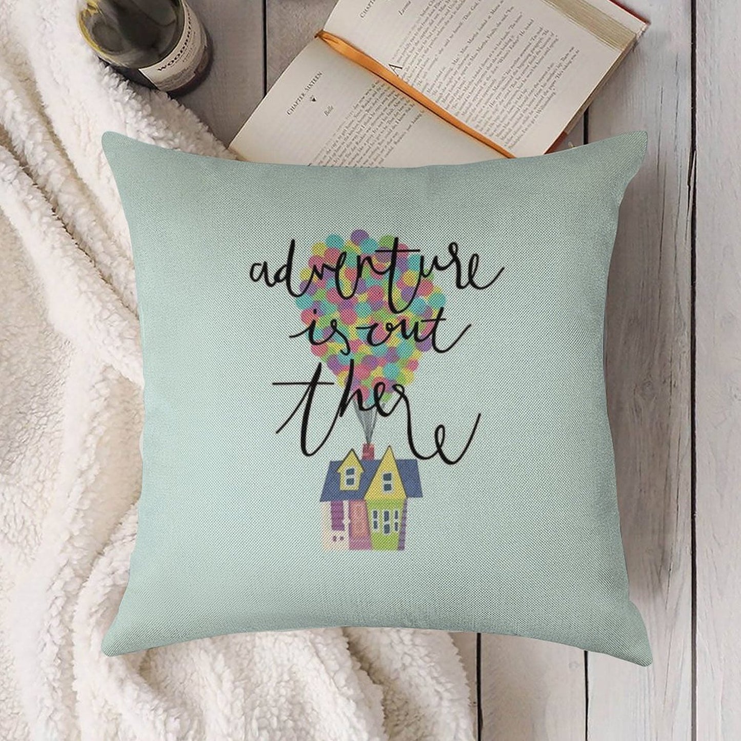 Adventure Is Out There Linen Throw Pillow Cover