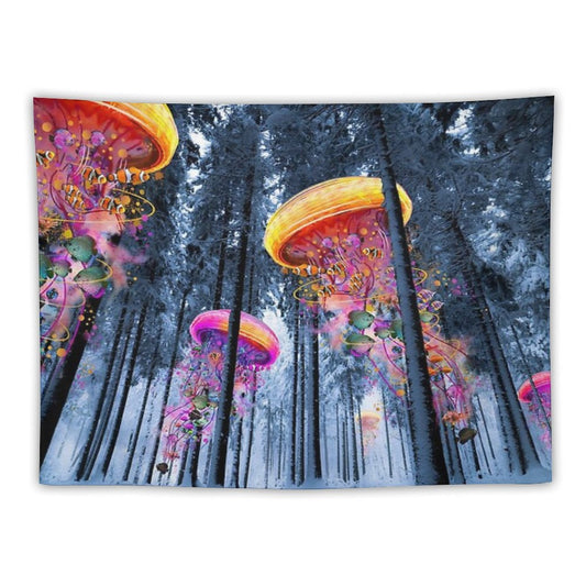 New Winter Forest of Electric Jellyfish Worlds Tapestry
