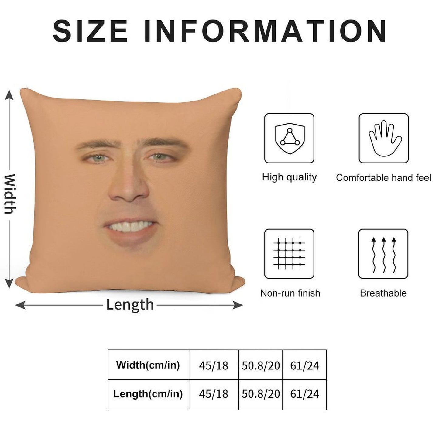 Nicolas Cage Full Face Soft Anti-Pilling Throw Pillow