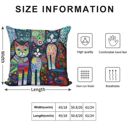 Quirky Cats Soft High-Density Material Throw Pillow