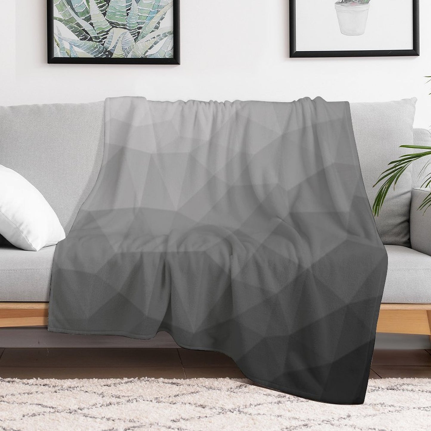 Gray Gradient Geometric Mesh Pattern Grey Elegant Design Throw Blanket