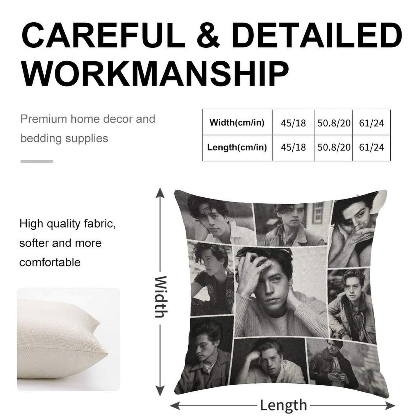 Cole Sprouse Black And White Linen Throw Pillow Cover