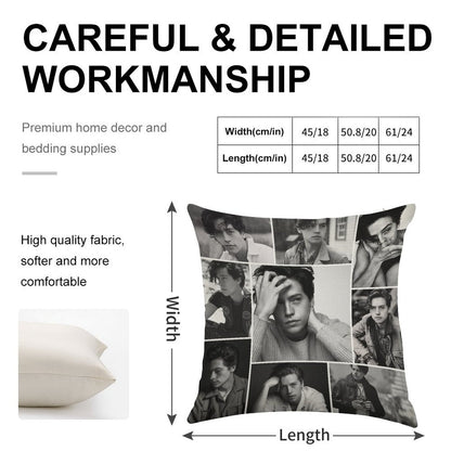 Cole Sprouse Black And White Linen Throw Pillow Cover