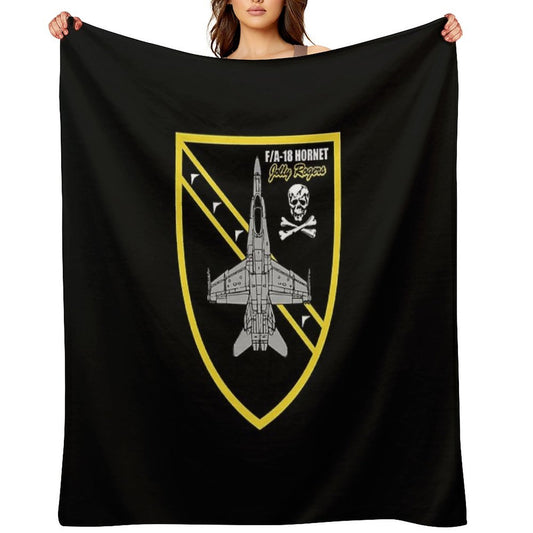 FA-18 Hornet Jolly Rogers Throw Blanket