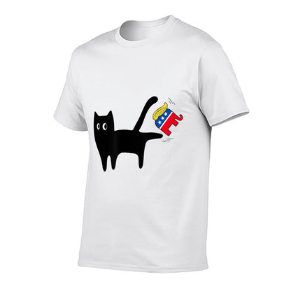 Black Cat Vs Elephant Anti Trump Funny 4th of July Men Women  Breathable T-Shirt