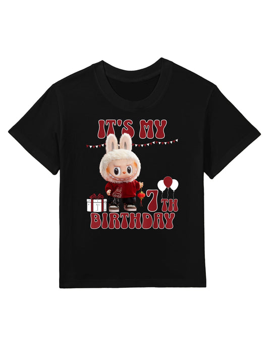 T's My 7th Birthday Groovy Birthday Kids Girls Labubu Kids T-Shirt