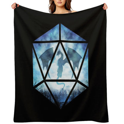 Blue Sky Ice Dragon D20 Throw Blanket