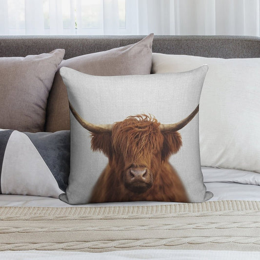 Highland Cow - Colorful Soft Decorative Cover Throw Pillow