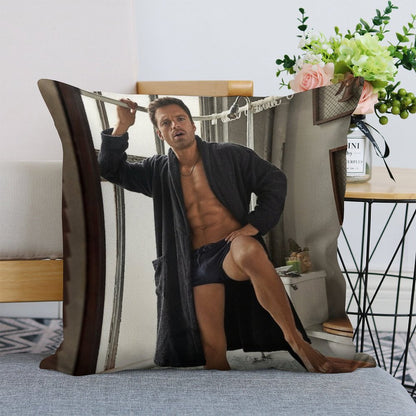 Sebastian Stan Linen Throw Pillow Cover
