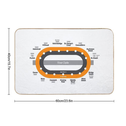 Glasgow Scotland Tube Metro Subway Train Map Bath Mat