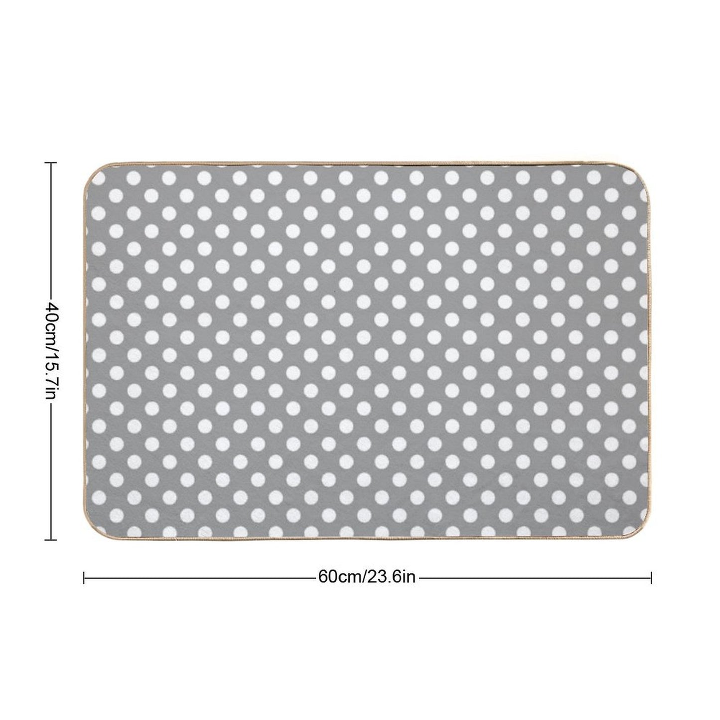 White Polka Dots on Gray Background Bath Mat