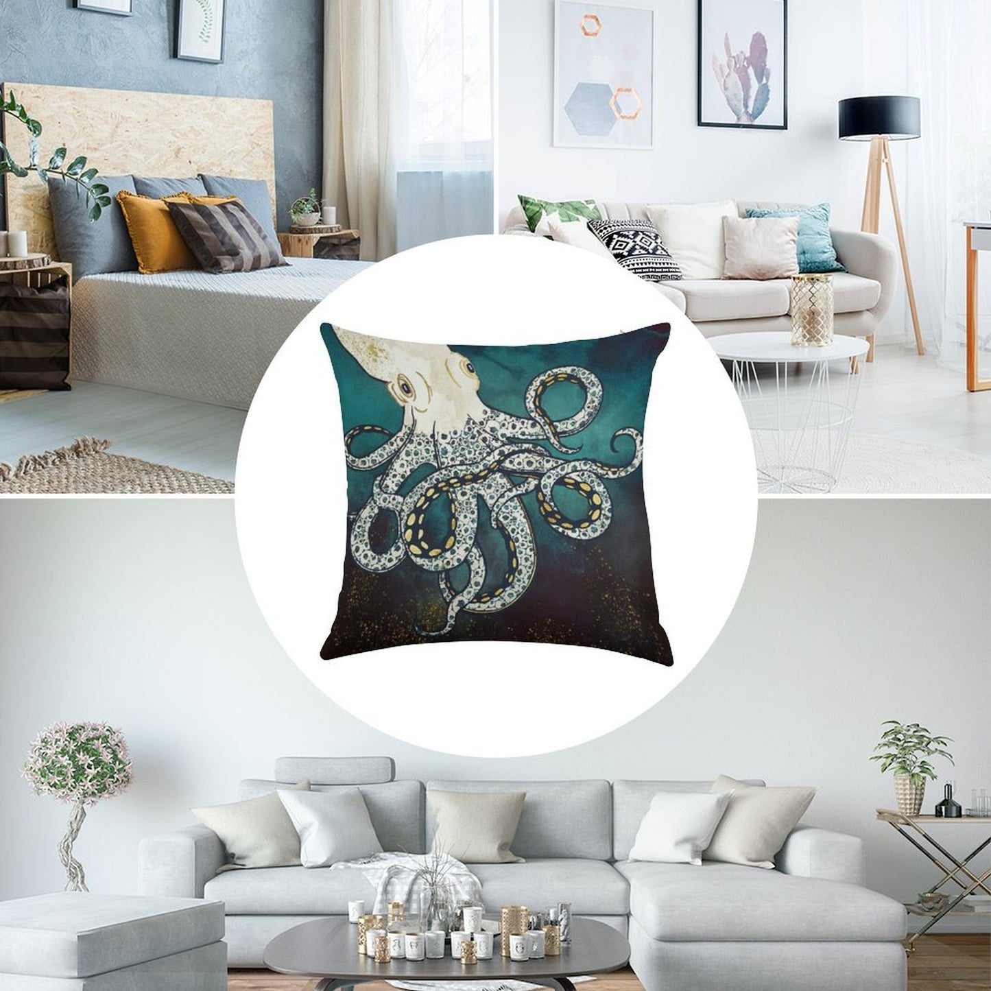 Underwater Dream VII Linen Throw Pillow Cover