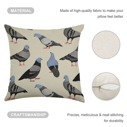 Design 33 - The Pigeons Linen Throw Pillow Cover