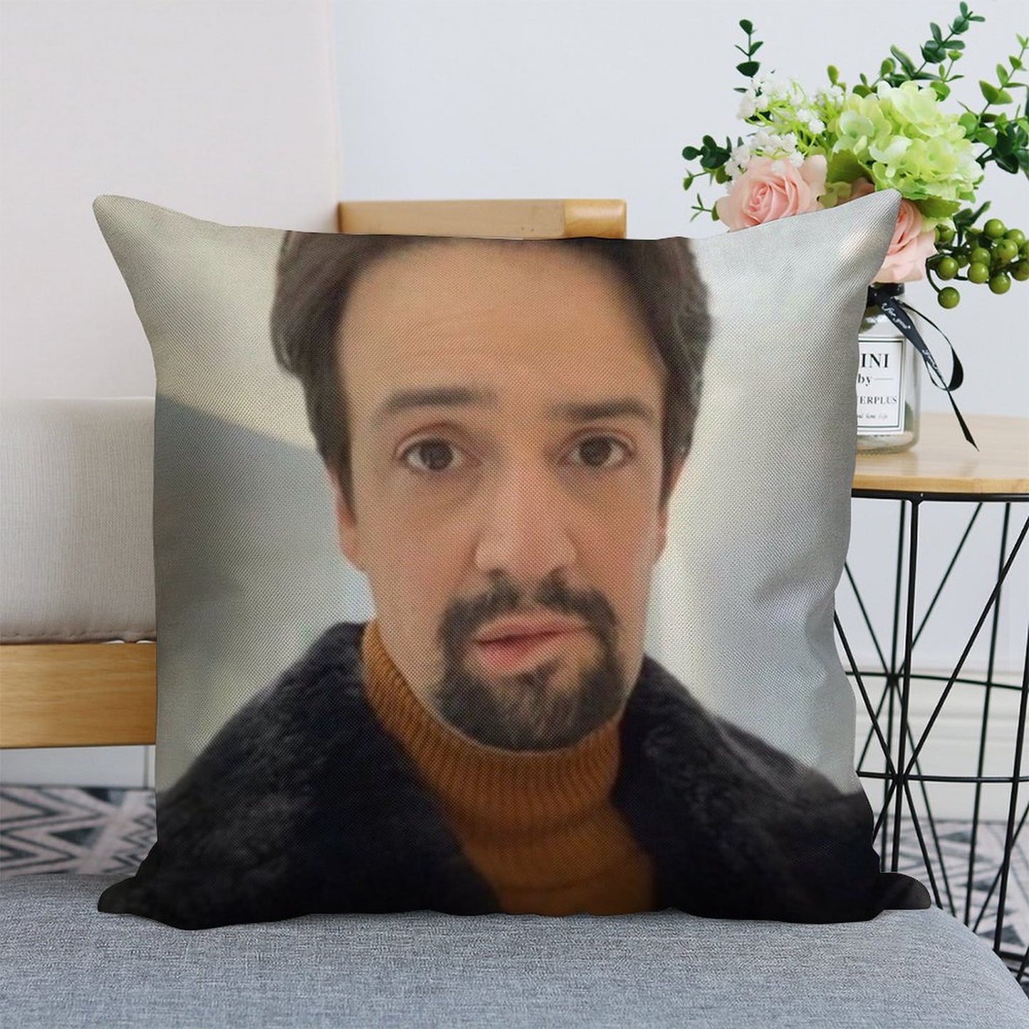 Manuel Miranda Lip Bite Meme Linen Throw Pillow Cover