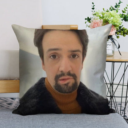Manuel Miranda Lip Bite Meme Linen Throw Pillow Cover