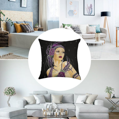 FLAPPER  Vintage 1930 Art Deco Print Linen Throw Pillow Cover