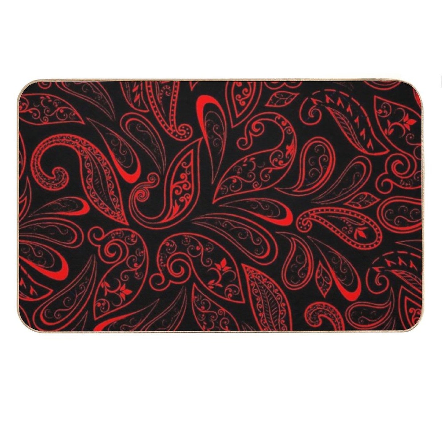Color Red And Black RED BLACK PATTERN Bath Mat