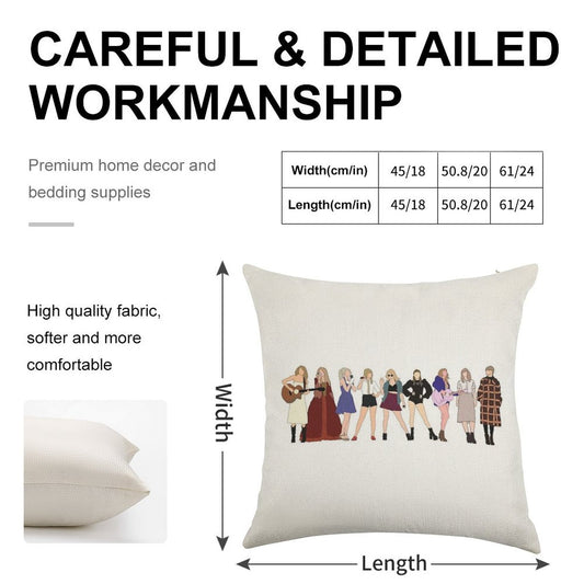 TAYLOR SWIFT 9 ERAS Linen Throw Pillow Cover