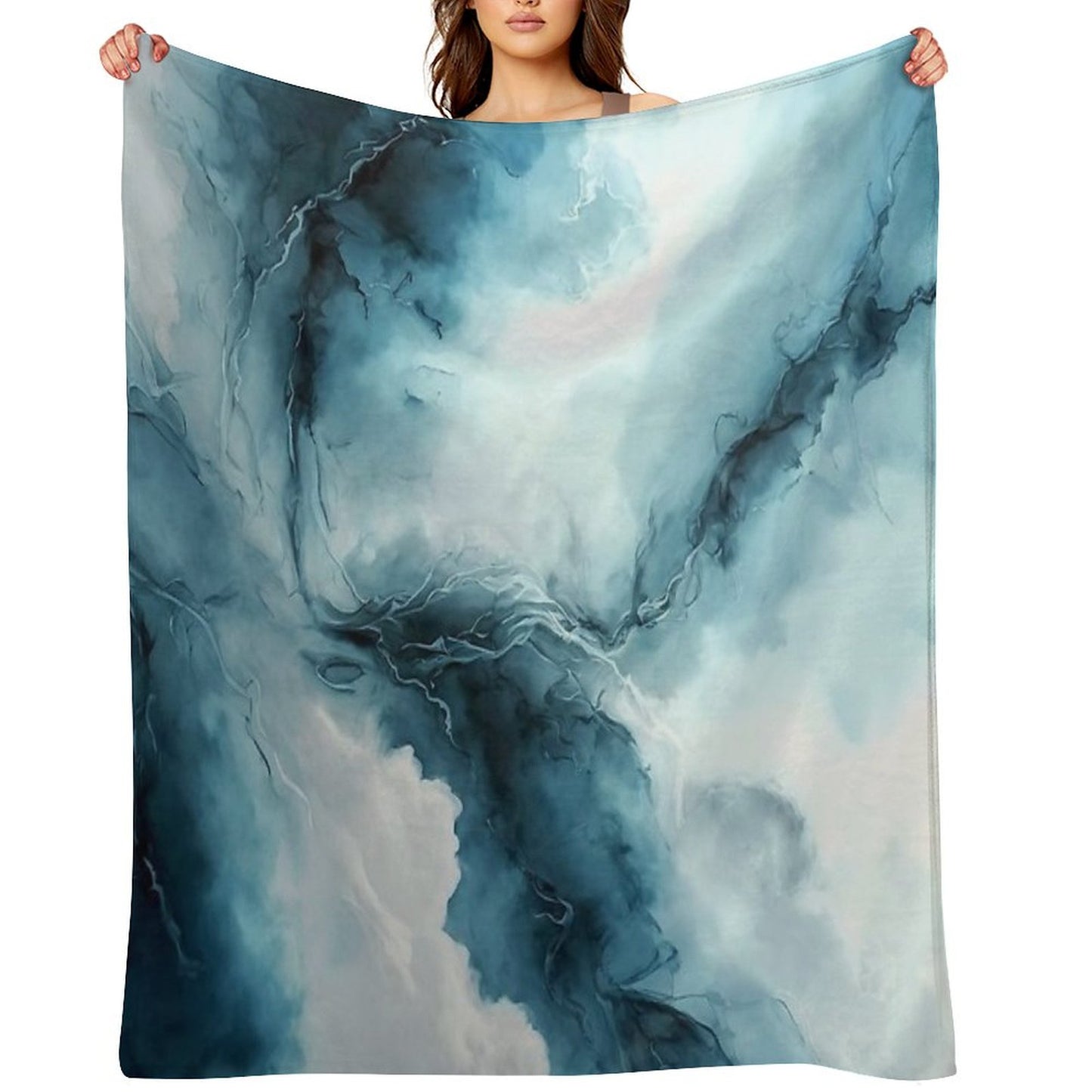Cloudy Storm - Abstract Alcohol Ink Art Throw Blanket