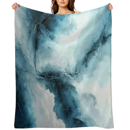 Cloudy Storm - Abstract Alcohol Ink Art Throw Blanket
