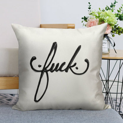 Cursive Curse Linen Throw Pillow Cover