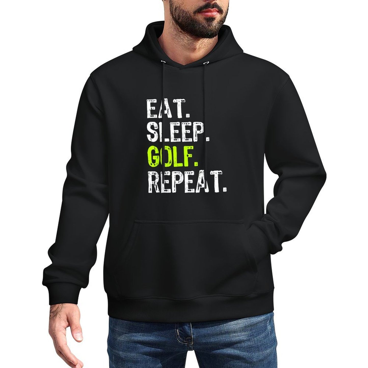 Eat Sleep Golf Repeat Golfer Golfing Funny Shrink-Resistant Hoodie
