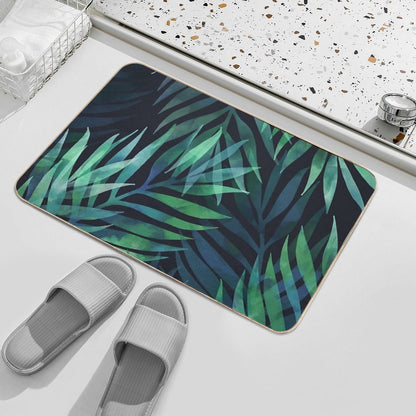 Dark Green Palms Leaves Pattern  Versatile Bath Mat