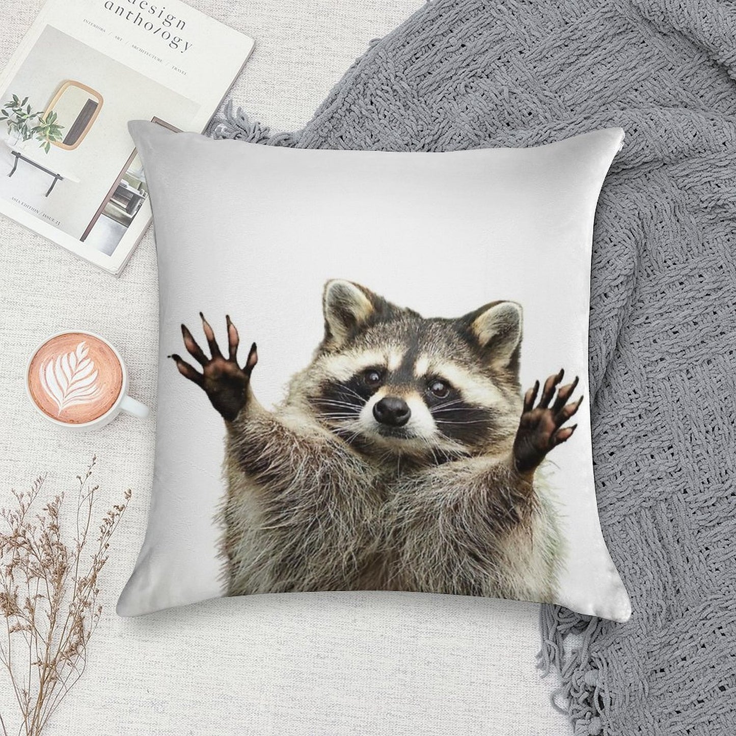 Racoon Soft Luxury Feel Throw Pillow