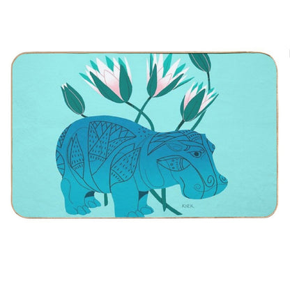 Faience Hippo - Floral Artefacts Bath Mat