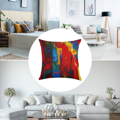 Bright Bold Colorful Abstract Art Linen Throw Pillow Cover