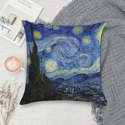 Starry Night - Vincent Van Gogh Soft Luxury Feel Throw Pillow