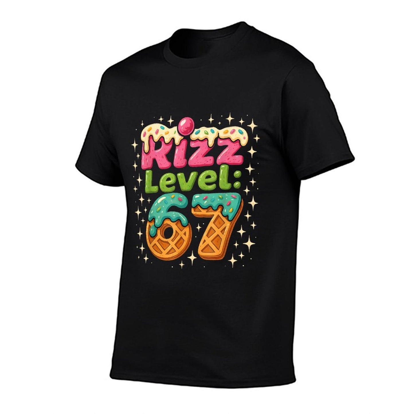 Rizz Level 67 - Funny Cool Waffle Style Gamer  Stretchy T-Shirt