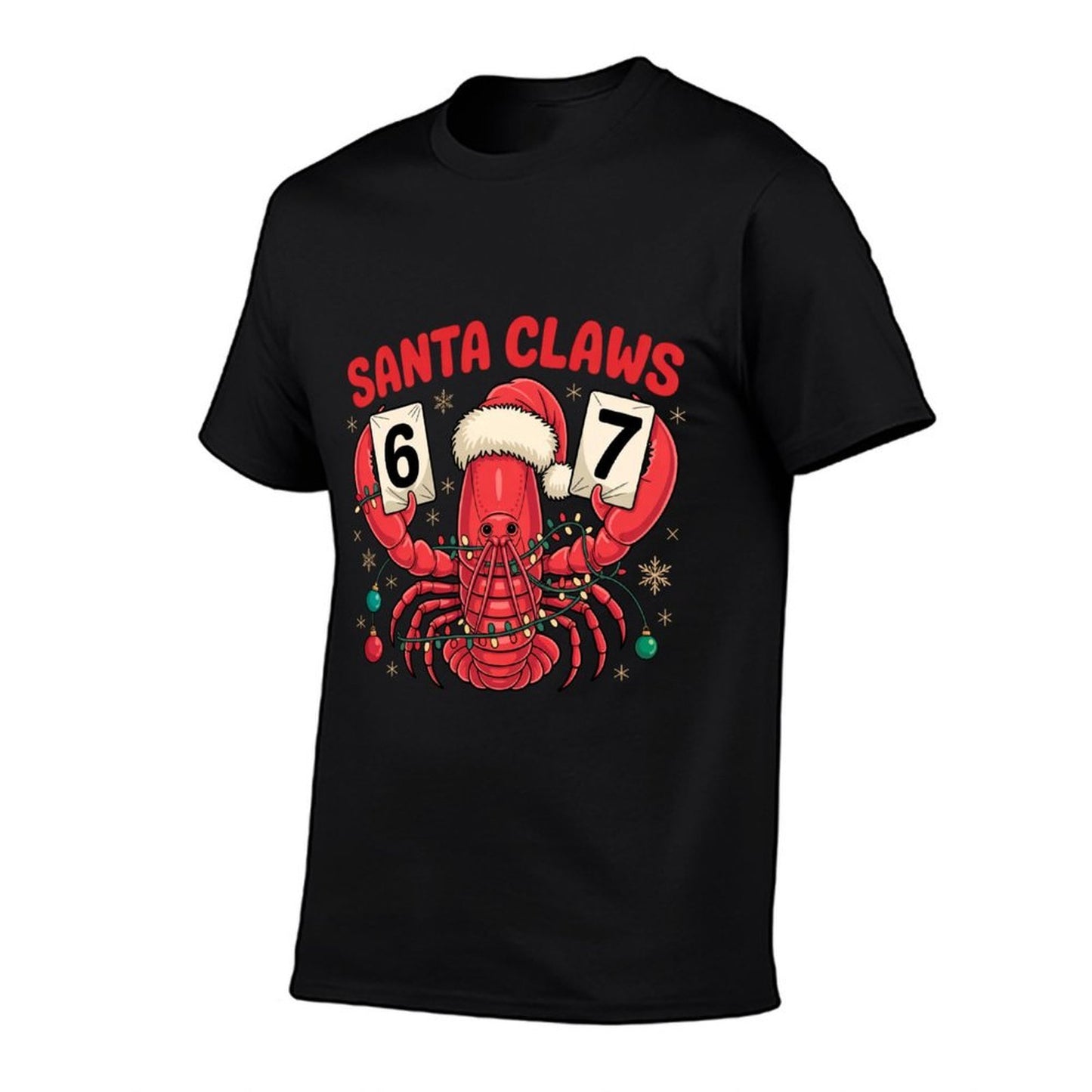 Santa Claws Funny Lobster Christmas Lights in 67 Meme Squad  Graphic-printed T-Shirt