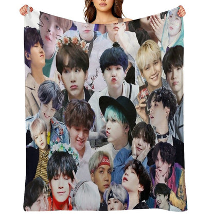 Suga BTS Collage Throw Blanket