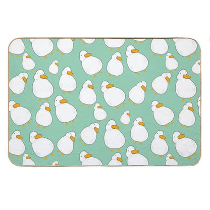Chubby Duck Pattern Cute Fluffy White Bird Simple Anime Cartoon Kawaii Animal Bath Mat