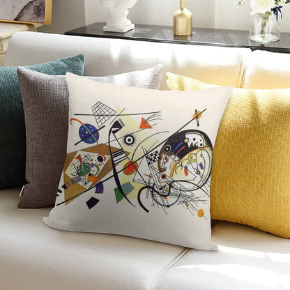 HD. Transverse Lines (1923), by Wassily Kandinsky Soft Short Plush Fabric Throw Pillow